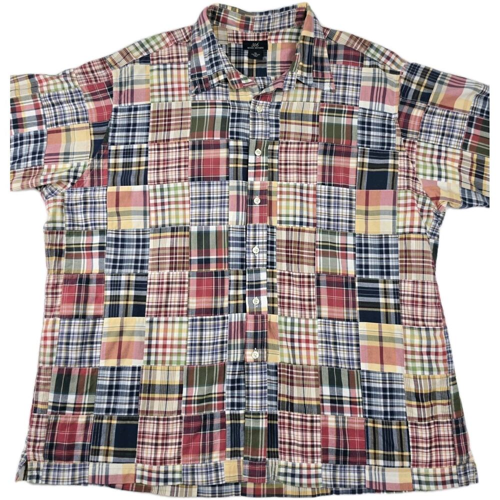 Brooks Brothers 346 Madrid Plaid Short Sleeve Button Down Shirt Size 2XL